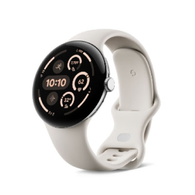 Google Pixel Watch3 LTEモデル 45mm Polished Silver アルミケース/Porcelain アクティブ バンド