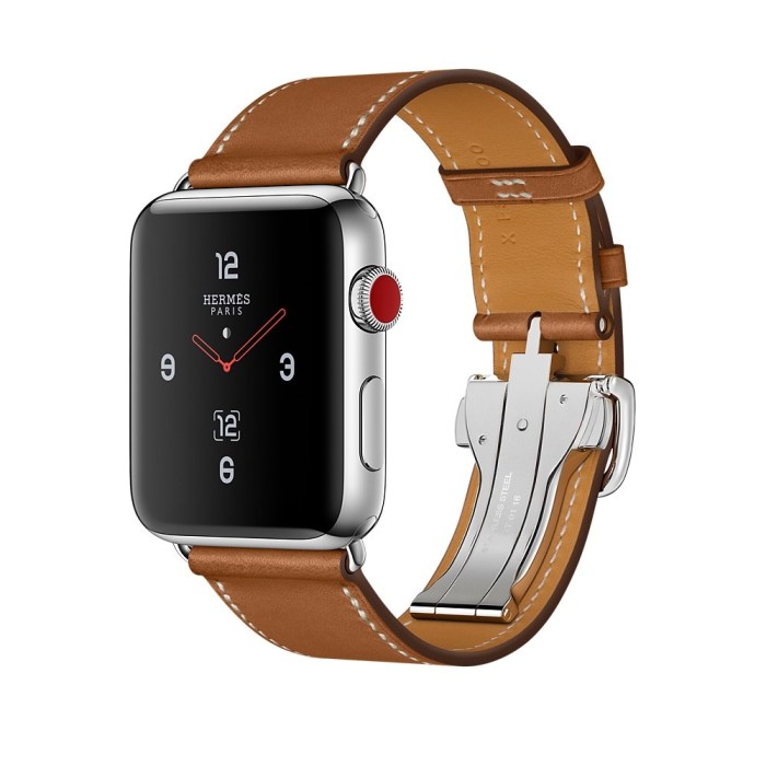 Apple Watch Hermes Series3 42mm GPS+Cellular ステンレススチール シンプルトゥールディプロイアントバックル/ヴォー・バレニア(フォーヴ)レザー