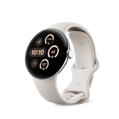 Google Pixel Watch3 Wi-Fiモデル 41mm Polished Silver アルミケース/Porcelain アクティブ バンド